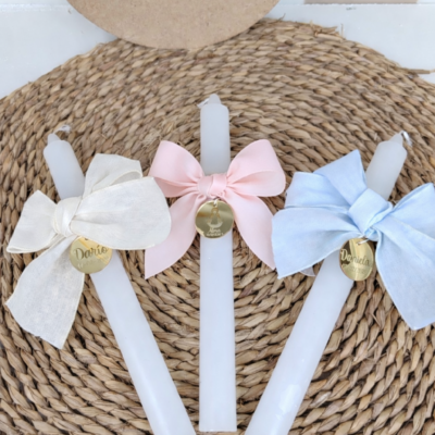 Vela Bautizo Personalizada Lazo Liso