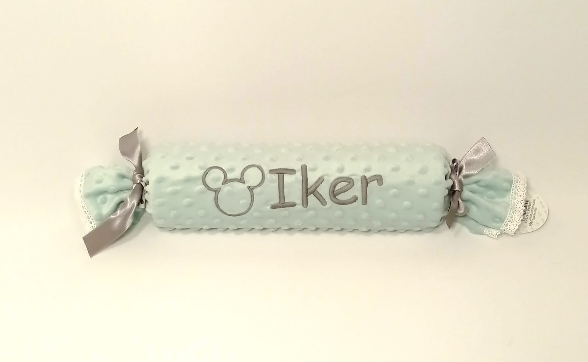 Cojín antivuelco tela de topitos Mickey personalizable