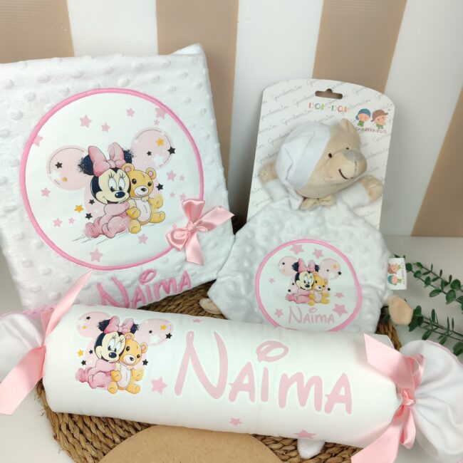 Manta, Doudou y cojín antivuelco Minnie & Osito