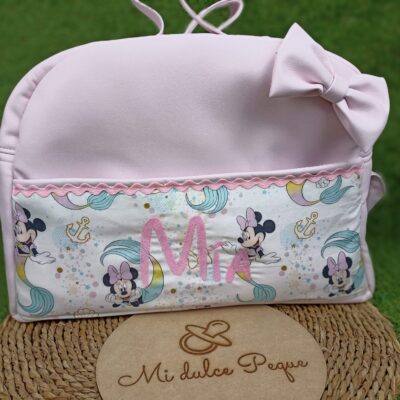 Bolso maternal personalizado Minnie Mouse color rosa