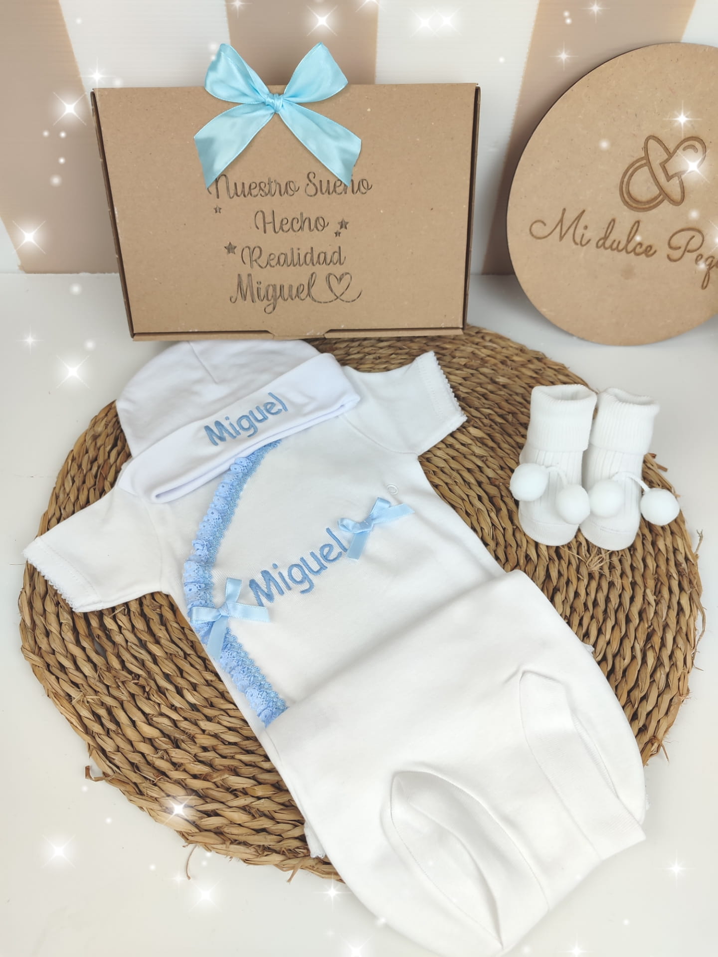 Pack Primera Puesta Modelo Lazito Ranita +Cajita Personalizada