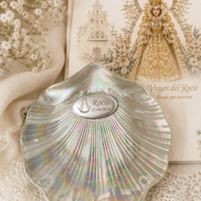 Concha de bautizo Virgen del Rocío Personalizada