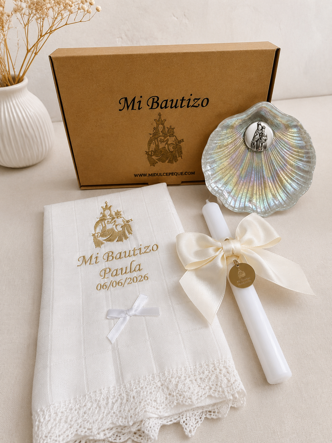 Pack Bautizo Modelo Gasa/Pañuelo Virgen del Carmen