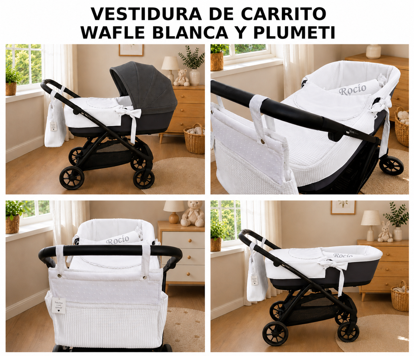 Pack Vestidura Wafle y Plumeti Blanco