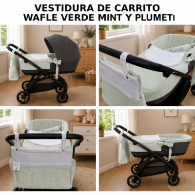 Pack Vestidura Wafle y Plumeti Verde Menta