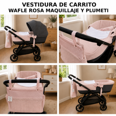 Pack Vestidura Wafle y Plumeti Rosa maquillaje