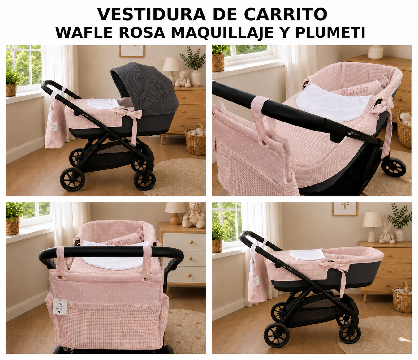 Pack Vestidura Wafle y Plumeti Rosa maquillaje