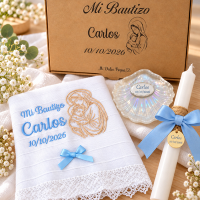 Pack Bautizo Modelo Gasa/Pañuelo Virgen María
