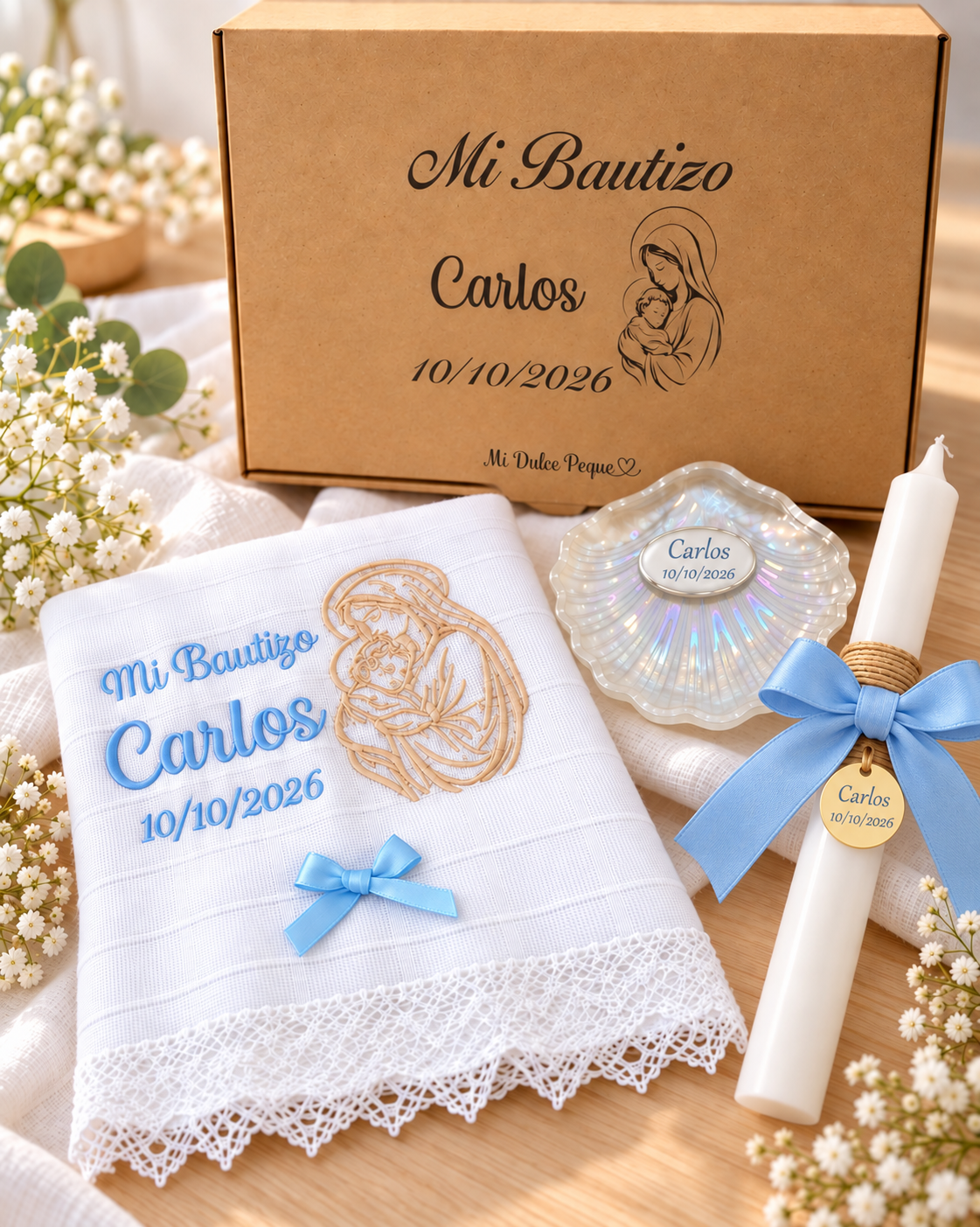 Pack Bautizo Modelo Gasa/Pañuelo Virgen María
