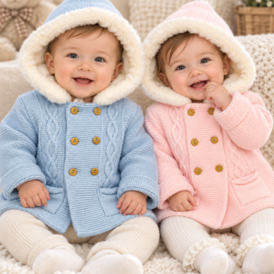 Abrigos de Lana Gorro Pelitos Rosa y Azul